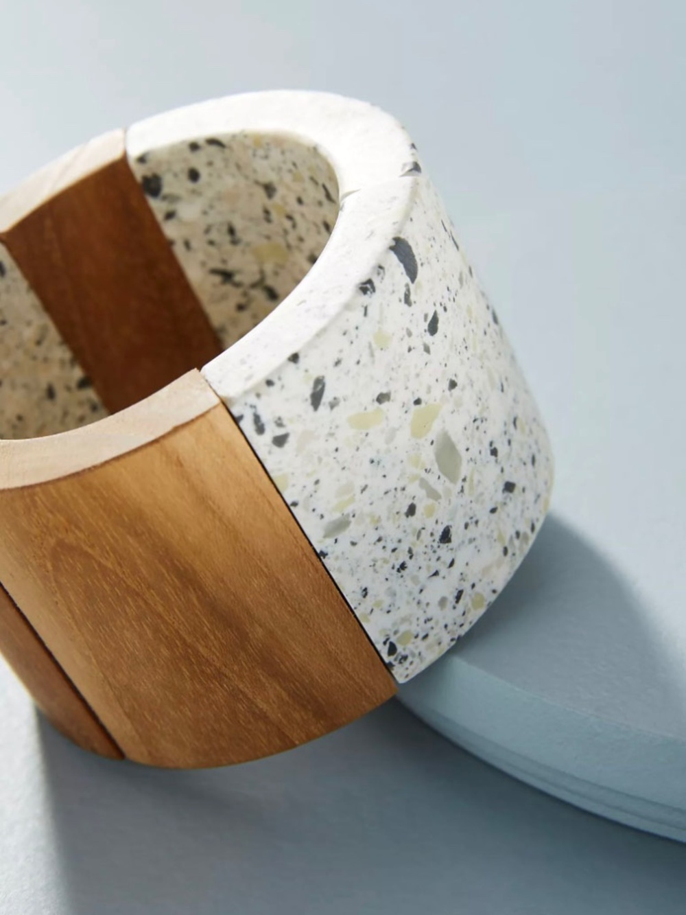 Elk x Anthropologie Faceted Wood & Terrazzo Style Block Stretch Bracelet.